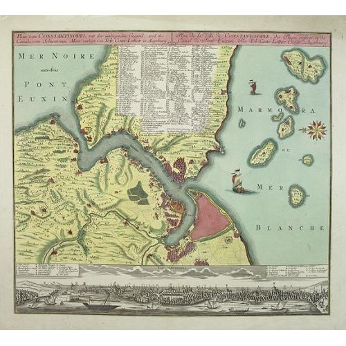 Old map image download for Plan von Constantinopel, mit der umliegenden Gegend, und des Canals vom Schwarzen Meer.