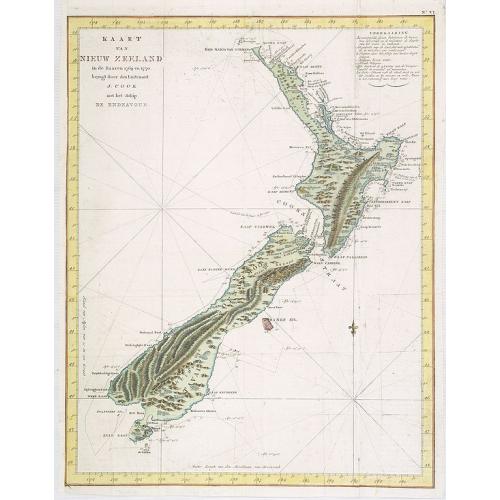 Old map image download for Kaart Van Nieuw Zeeland in de Jaaren 1769 en 1770 bezogt door den Luitenant J. Cook met het Schip De Endeavour.