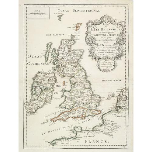 Old map image download for Carte des Isles Britanniques ou sont les Royaumes d'Angleterre, et d'Ecosse. . .