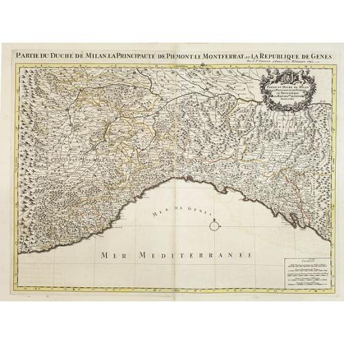 Old map image download for Partie du Duché de Milan la principauté de Piémont le Montferrat et la republique de Genes. . .