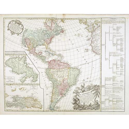 Old map image download for L'Amérique septentrionale et Meridionale divisée en ses principales parties . . .