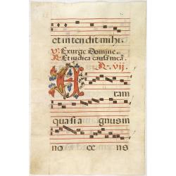 Leaf of manuscript music from an Antiphoner.