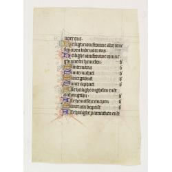 Manuscript leaf on vellum from a Dutch Book of Hours.