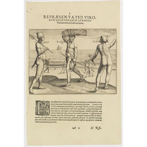 Old map image download for I. Repraesentatio Virorum Quorundamin Avrifero. (Slave, Farmer, Fisherman at the Gold Coast.)