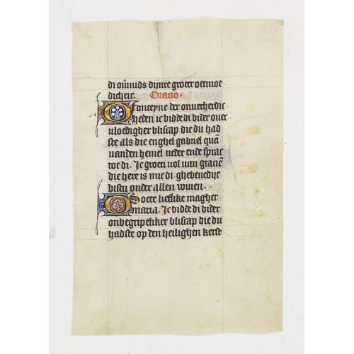 Old map image download for Manuscript leaf on vellum from a Dutch Book of Hours.