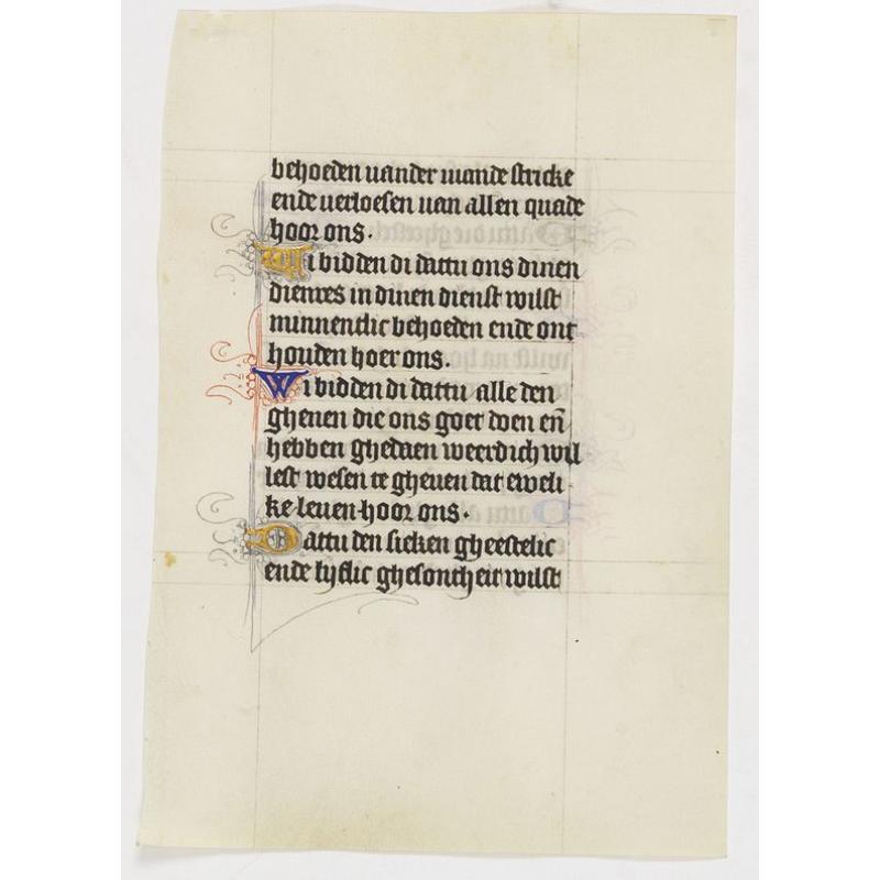 Manuscript leaf on vellum from a Dutch Book of Hours.