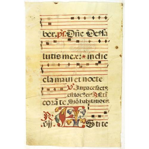 Old map image download for Leaf of manuscript music from an Antiphonary.