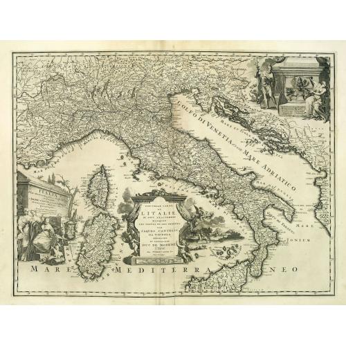 Old map image download for Nouvelle carte de l'Italie ou sont exactement marquez les postes et les chemins. . .