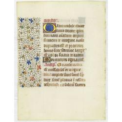 Leaf on vellum from a manuscript Book of Hours, use of Rome.