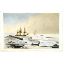 Les Corvettes se halant dans les glaces de la banquise 6 février 1838