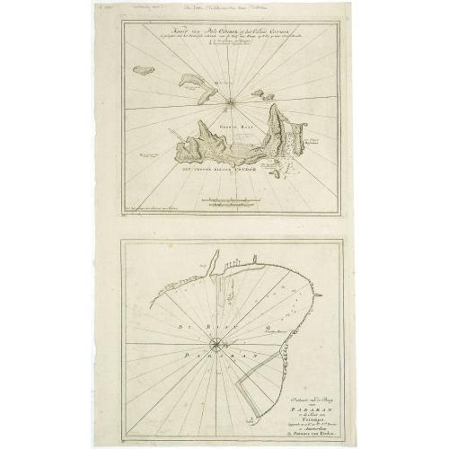 Old map image download for [2 charts] Kaart van Pulo Condor, of het Eiland Condor.. / Paskaart van de Baay van Padaran op de Kust van Tsiompa..