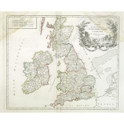 Carte des grandes routes d'Angleterre, d'Ecosse et d'Irlande.