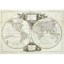 Mappemonde ou description du globe terrestre, dressee sur les memoires les plus nouveaux, et assujettie aux observations astronomiques. . .