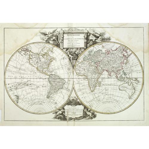 Old map image download for Mappemonde ou description du globe terrestre, dressee sur les memoires les plus nouveaux, et assujettie aux observations astronomiques. . .