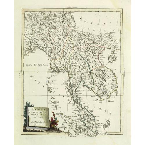 Old map image download for Regni D'Aracan Del Pegu Di Siam Di Camboge E Di Laos . . . 1785