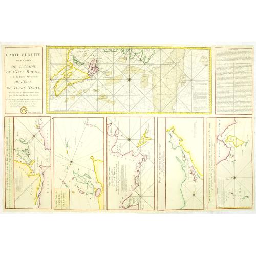 Old map image download for Carte Réduite des Côtes de l'Acadie et de la partie Méridionale de l'Isle de Terre-Neuve