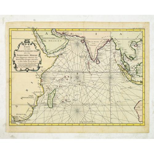 Old map image download for Karte von dem Morgenlaendischen Ocean oder dem Indischen Meere. Zur allgemeinen Historie der Reisebeschreibungen entworfen. . . .