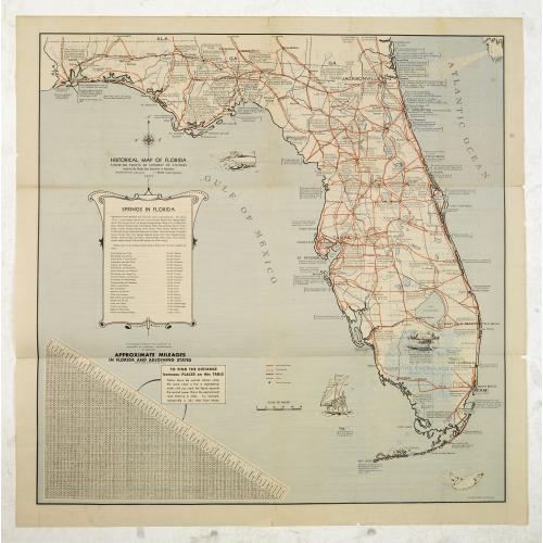 Old map image download for Historical map of Florida showing points of interest to visitors.