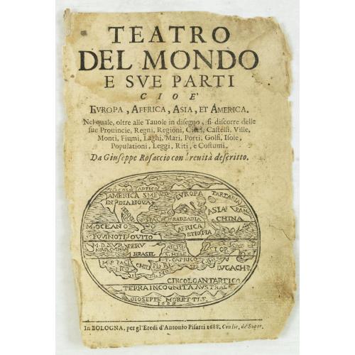 Old map image download for [Title page ] Teatro del Mondo e sue parti cioe' Europe, Africa, Asia, et America,. .