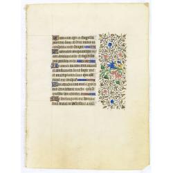 Manuscript leaf from a Parisian book of hours, on vellum.