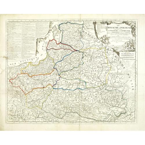 Old map image download for Le ROYAUME de POLOGNE Comprenant les Etats de Pologne et de Lithuanie, divisez en Province et Subdivisez en Palatinats. . .