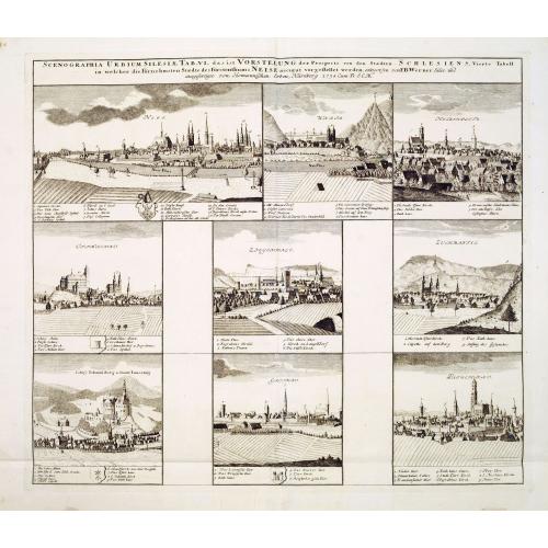 Old map image download for Scenographia Urbium Silesiae, Tab IV. / Prospect der Stadte Schlesiens Vierte Tabell. . . Neise. . .