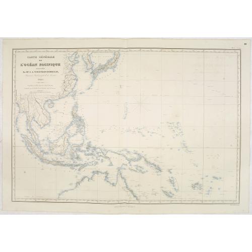 Old map image download for Carte générale de l'Océan Pacifique dressée Par Mr. C,A, Vincendon-Dumoulin 1845 Expédition au Pole Austral et dand l'Oéanie, commondée par M.Durmont d'Urville . . .