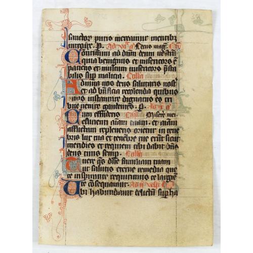 Old map image download for Manuscript leaf from a very early [around 1300] Breviary.