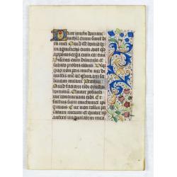 Manuscript leaf from a Book of Hours on vellum.