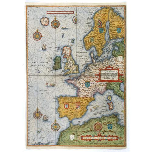 Old map image download for Universe Europe Maritime Eiusque Navigationis Descritio. Generale Pas chaerte van Europa. . . 1583.