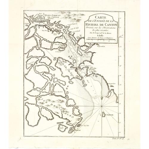 Old map image download for Carte de l'Entrée de la riviere de Canton Dressee sur les Observations les plus recentes.