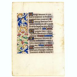 Manuscript leaf from a Book of Hours on vellum.