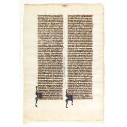 Manuscript leaf from a mid-thirteenth century Parisian Bible, on vellum.