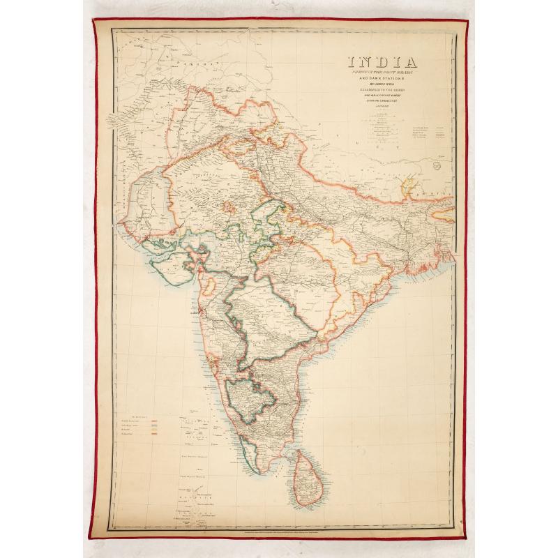 India shewing the post roads and dawk stationsby James Wyld, geographer to the Queen and H.R.H. Prince Albert.