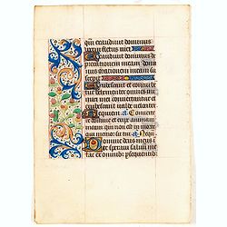 Manuscript leaf from a Book of Hours on vellum.