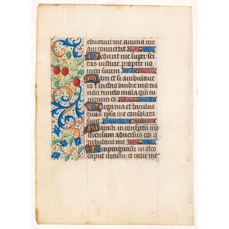 Manuscript leaf from a Book of Hours on vellum.