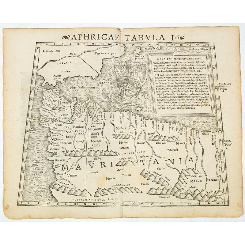 Aphricae Tabula I (Mauritania - present-day Morocco, Algeria, and Tunisia.)