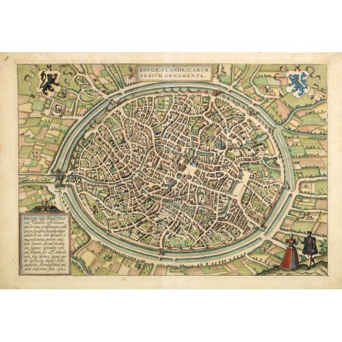 Old map image download for Brugae, Flandricarum Urbium Ornamenta. (Brugge)