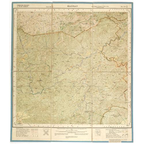 Old map image download for Combatore, Malabar & Nilgiri Districts. MADRAS NO 58 A12.