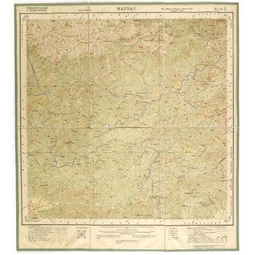 Old map image download for Combatore, Malabar & Nilgiri Districts. MADRAS NO 58 A12.