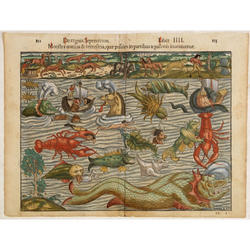 Old map image download for [Sea monsters] De regnis Septentrion. Monstra marina & terrestria. . .