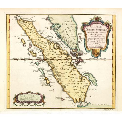 Old map image download for Carte de L'Isle de Sumatra Dressee sur les Journaux des Navigateurs . . .