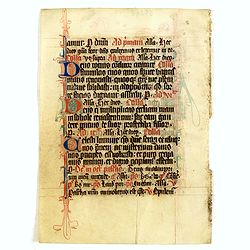 Manuscript leaf from a very early [around 1300] Breviary.