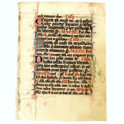 Manuscript leaf from a very early [around 1300] Breviary.