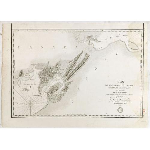 Old map image download for Plan de l'isthme de l'Acadie comprenant le Beau-Bassin avec une partie de la Baie Verte...