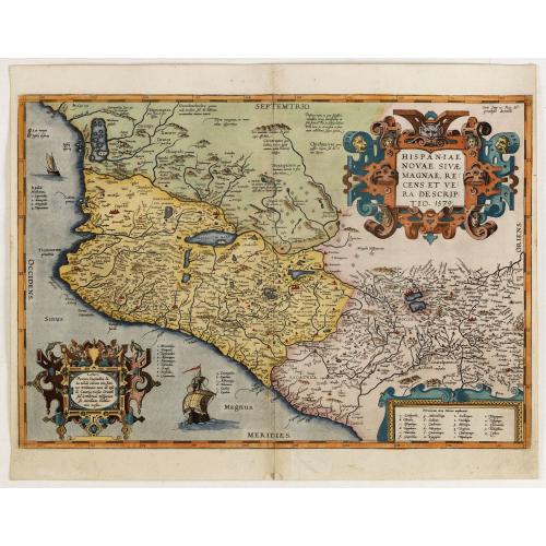 Old map image download for Hispaniae novae sive magnae recens et vera descriptio. 1579