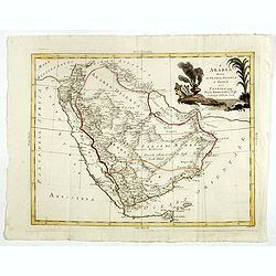 Carte de l'Arabie qui se divise en Arabie Petrée, Deserte et Heureuse..