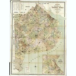 Mapa de la provincia de Buenos Aires con el catastro de las las propiedades rurales. Publicado por la oficina cartografica Pablo Ludwig Buenos Aires.