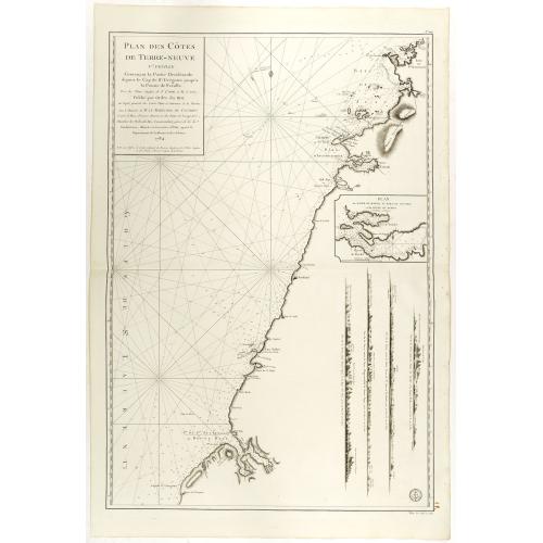 Old map image download for Plan des Côtes de Terre-Neuve, V ème Feuille..