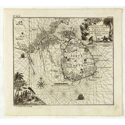 Old map image download for Accurater Plan u See-Charte von der Insul Ceylon..